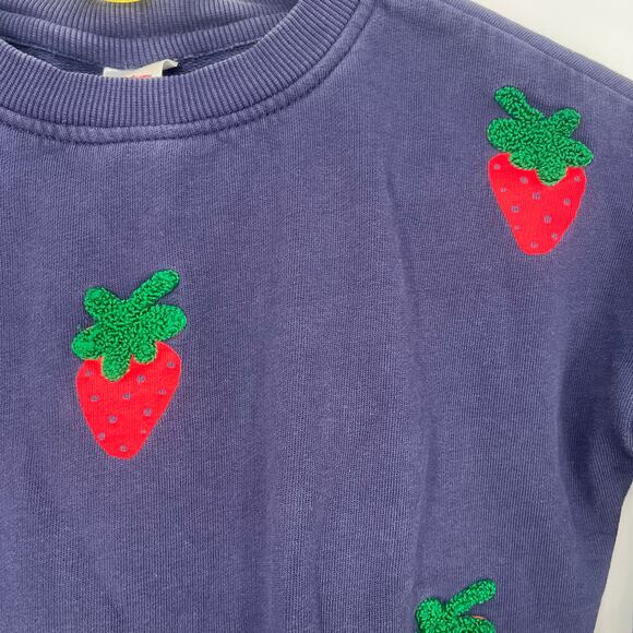 Hanna Andersson Appliqué Sweatshirt Navy Strawberry Crewneck Size 8 - Picture 7 of 8